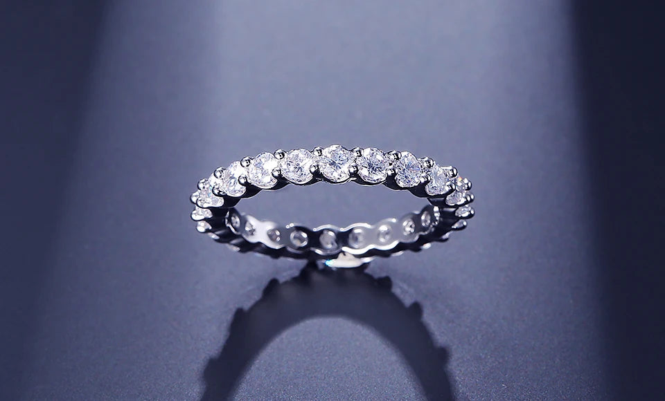 ZAKOL Fashion Round White Green Cubic Zirconia Wedding Rings for Women Girl Party Jewelry Birthday Gift RP189