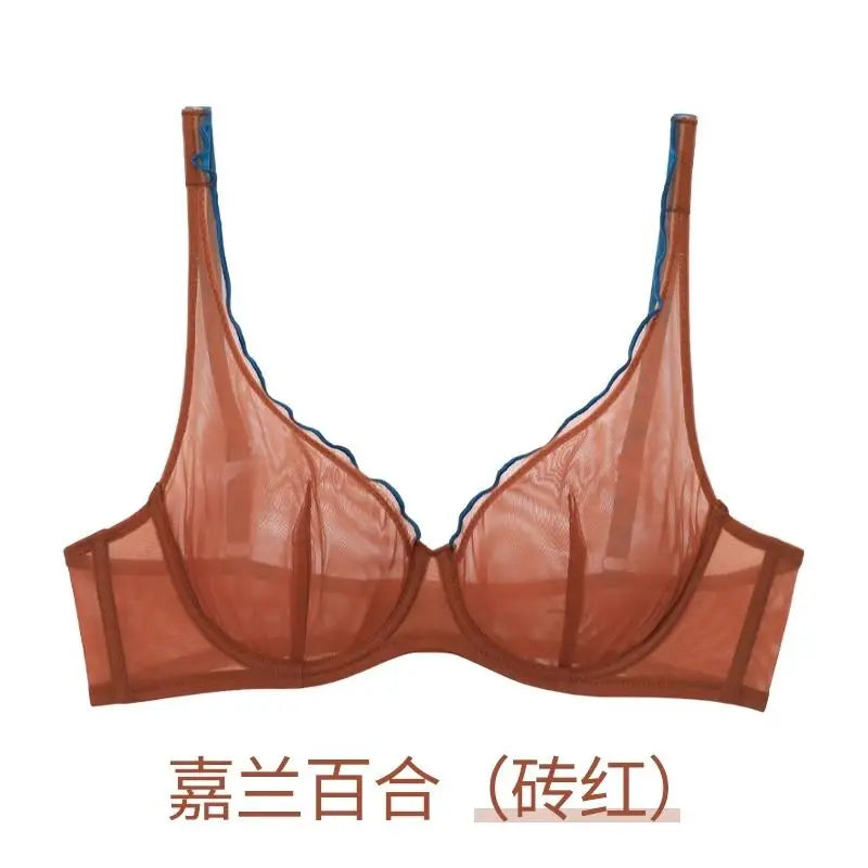 Minimizer Bra Plus Size Underwire French Style Triangle Cup Push Up Mesh Sensual Lingerie Set Support 32-40 MOYISU Bra Set S-2XL