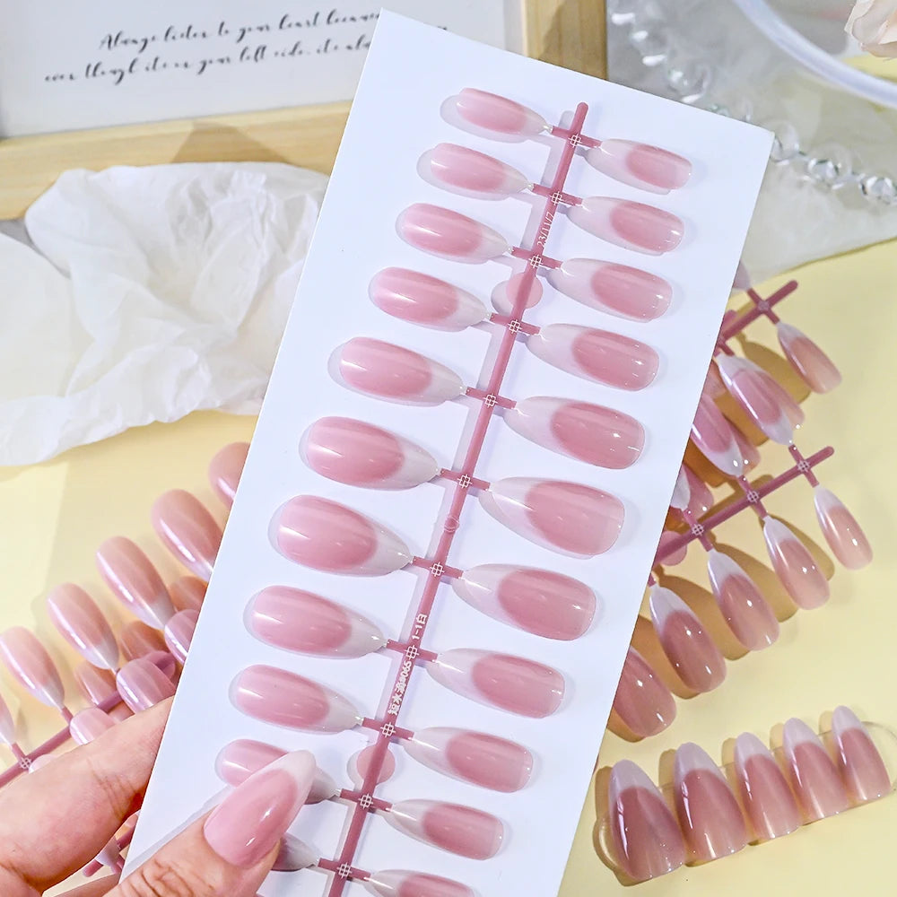 120Pcs Medium French Almond Press On Nails أظافر لاصقة فرنسية لوزية متوسطة – 120 قطعة