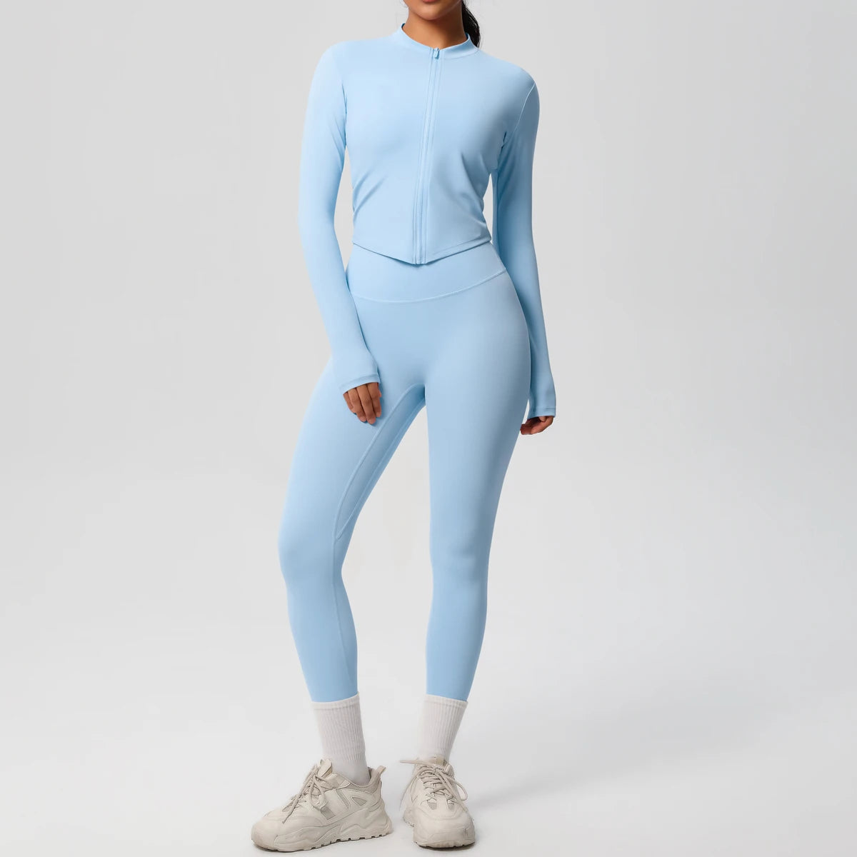 Hot Sale New Yoga Suit for Women Solid Color Yoga Zipper Long Sleeves Slim Casual Jacket Top Quick Drying Fitness Pants Gym Set