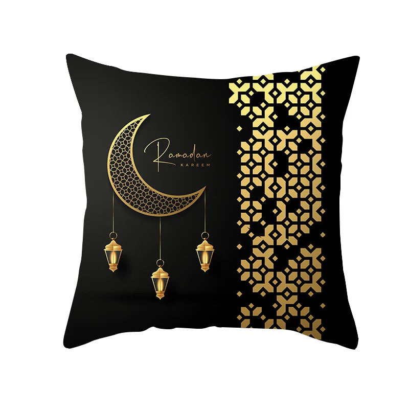 2026 Ramadan Islamic Pillow Cover – Moon & Mosque Design (45×45 cm)