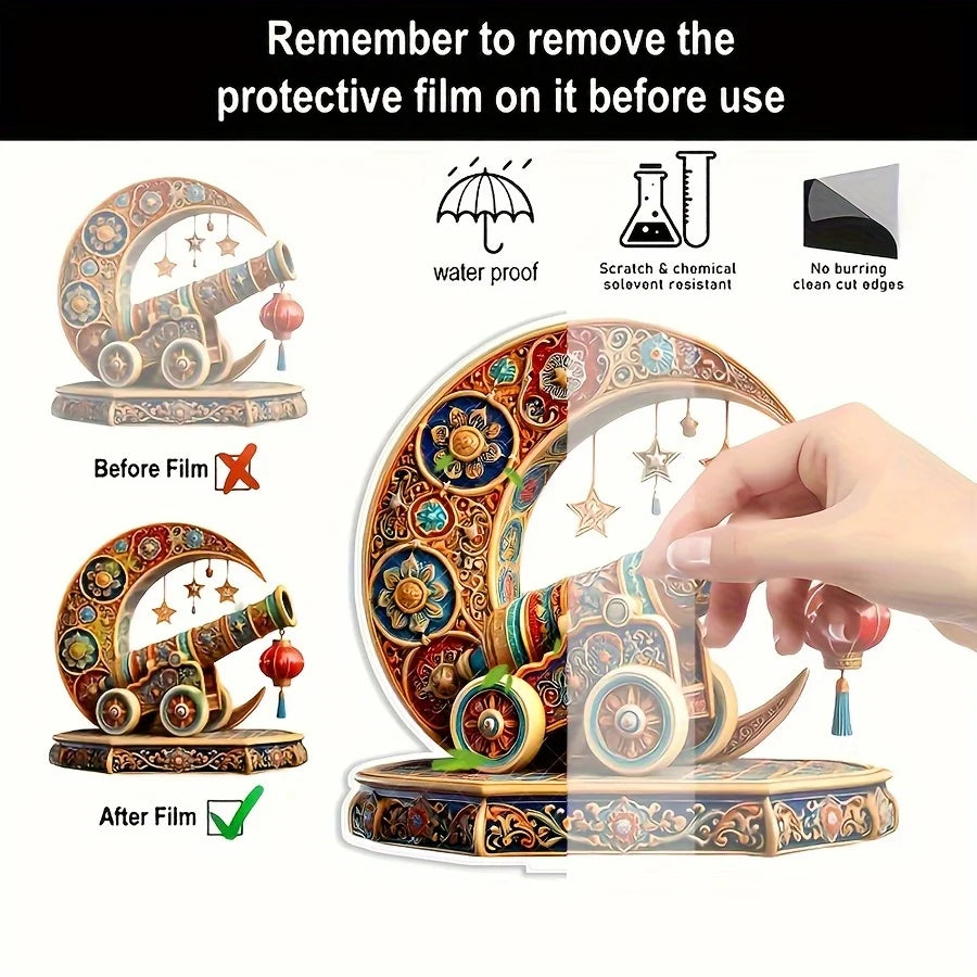 2026 Ramadan Acrylic Moon & Lantern Desktop Decor – Elegant Islamic Design