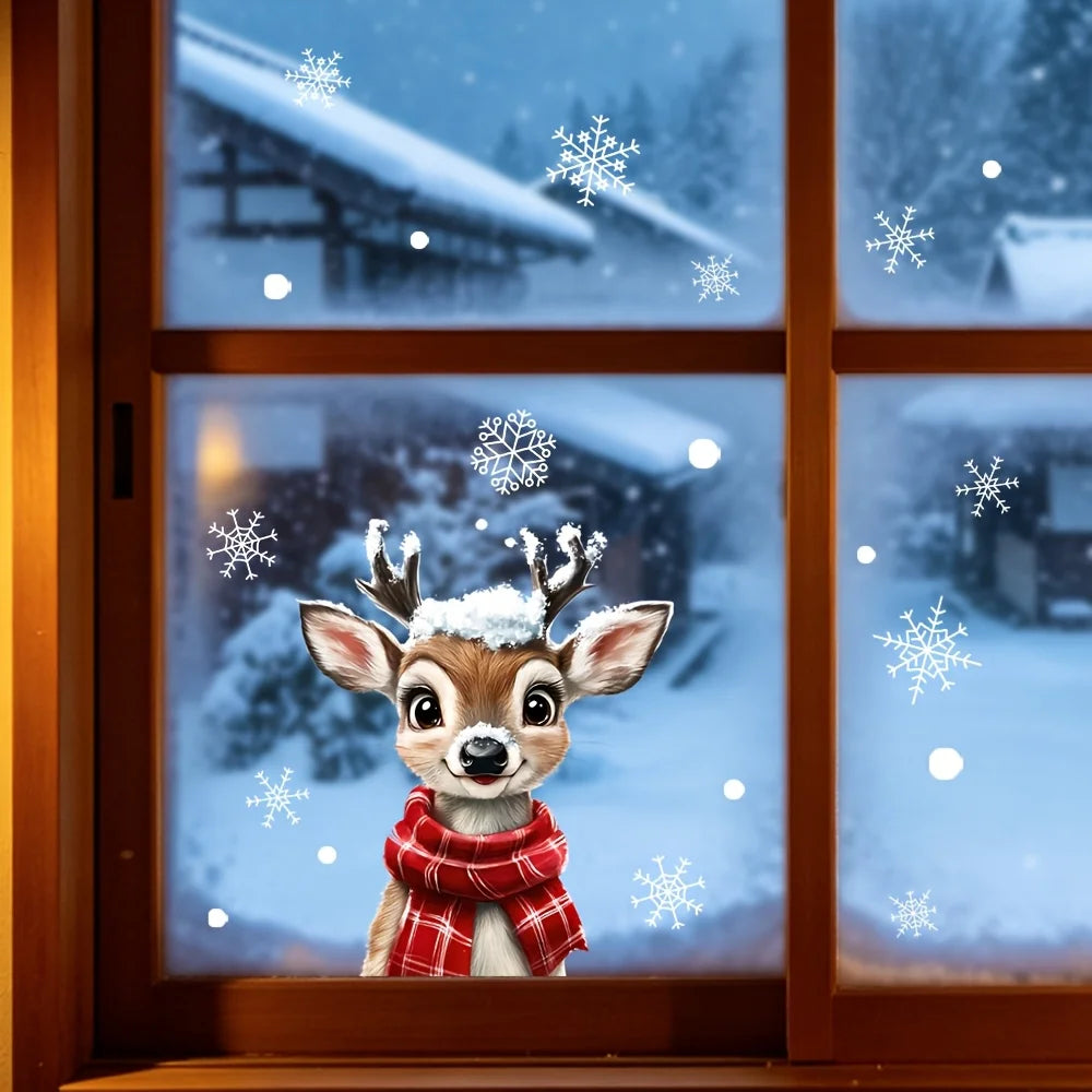 Christmas Necklaces, Snowflake, Deer, Window Stickers, Static Cling Stickers, Bedroom, Living Room, Home Decor, Display Window