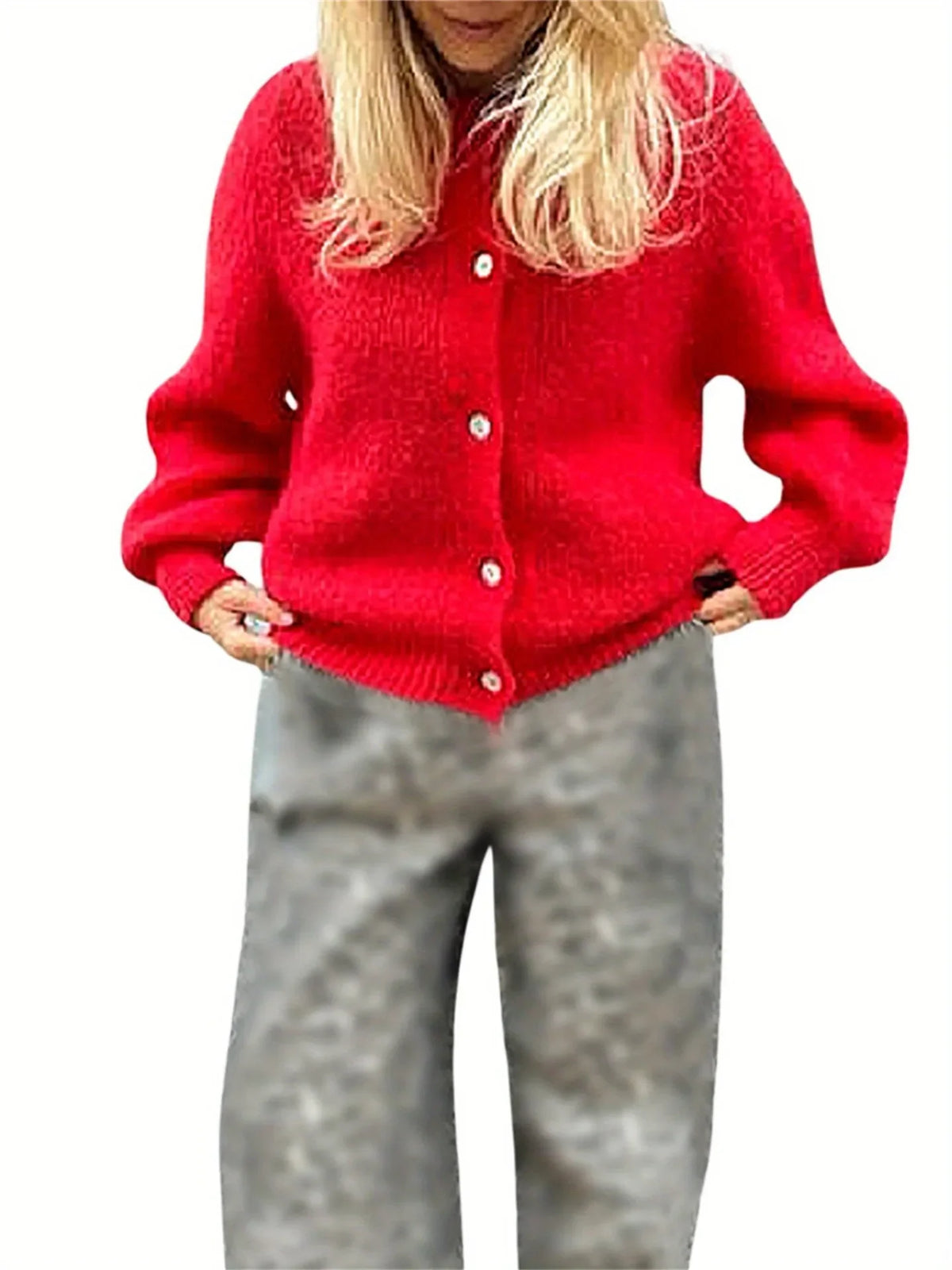 Women Mohair Knit Cardigan O Neck Elegant Lantern Long Sleeve Oversized Loose Fluffy Sweater Coat Autumn Winter Casual Knitwear