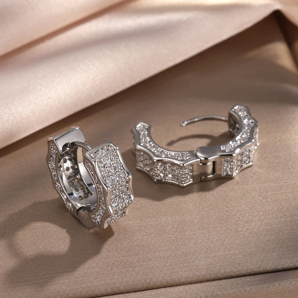 ZAKOL Hip Hop Shiny Zircon Hoop Earring for Women Men 18K Gold Color Circle Earrings Luxury Jewelry Gift 2025 New