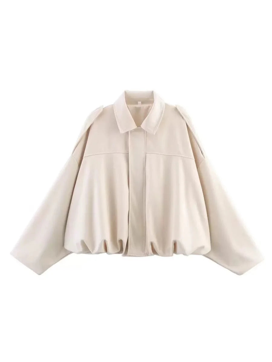 Vintage Suede Texture Bomber Jackets Women's Long Sleeve Loose Coats New Causal Autumn Winter Female Outerwear