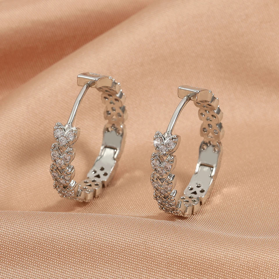 ZAKOL Elegant Micro Paved Zircon Big Hoop Earring for Women Luxury Bridal Wedding Engagement Party Jewelry