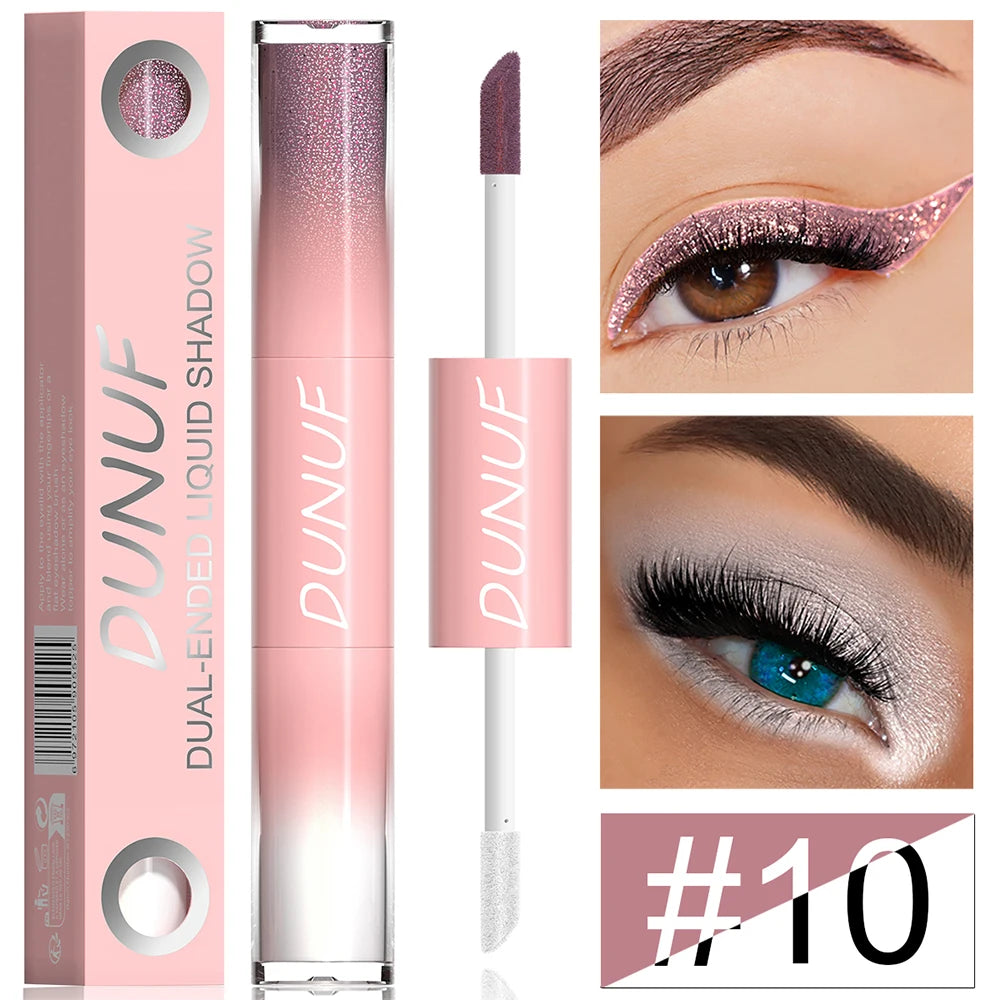 Double-head Punk Metallic Liquid Eyeshadow Stick Dark Glitter Matte Sequins Bicolor Shimmer Eyes Makeup Cream Pencil Waterproof