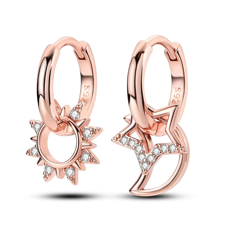 925 Silver Hoop Earring For Woman Rose Gold Yellow Pendientes Original Minimalist Earring Jewelry