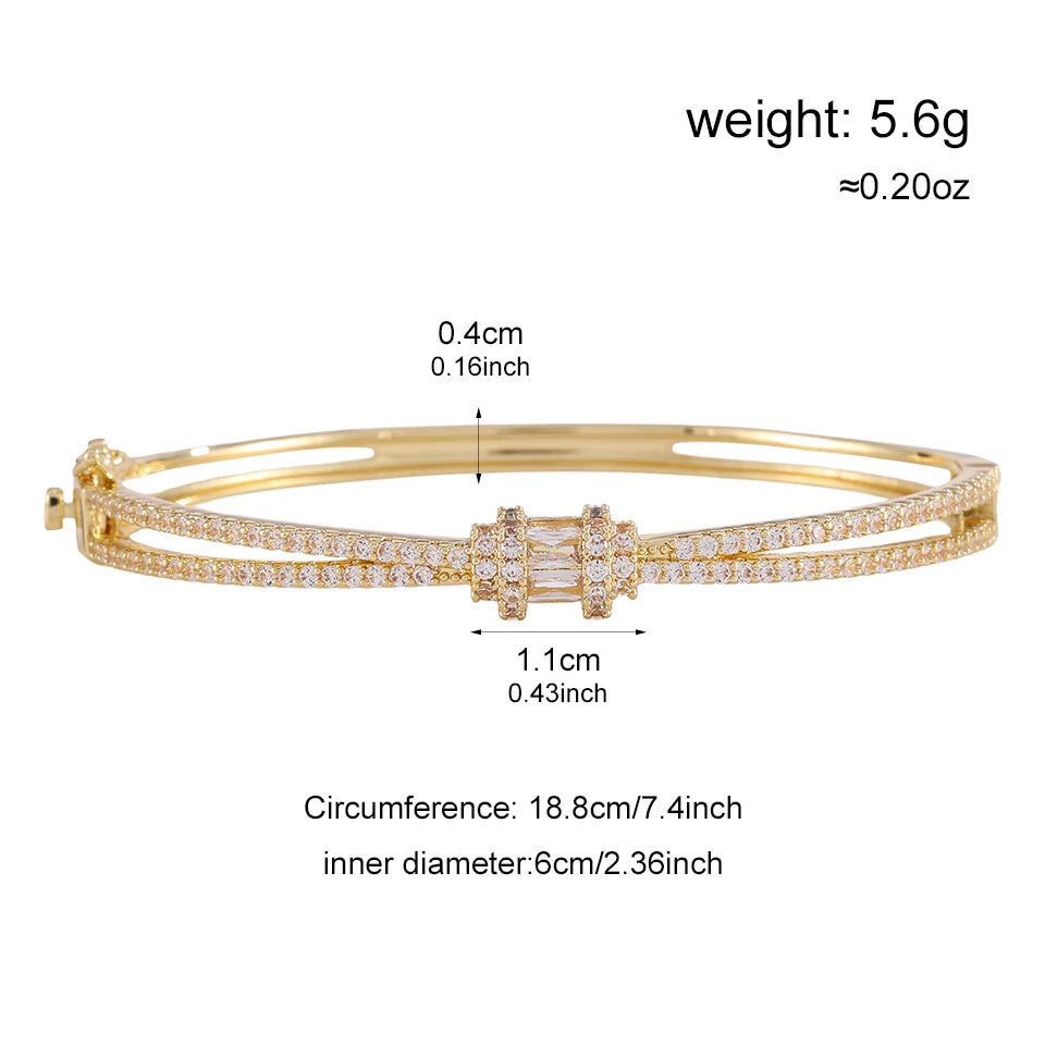 ZAKOL 5/1pcs Buling Buling Zirconia Stainless Steel Copper Stackable Bracelets Fashion Trendy Wrist Jewelry for Women