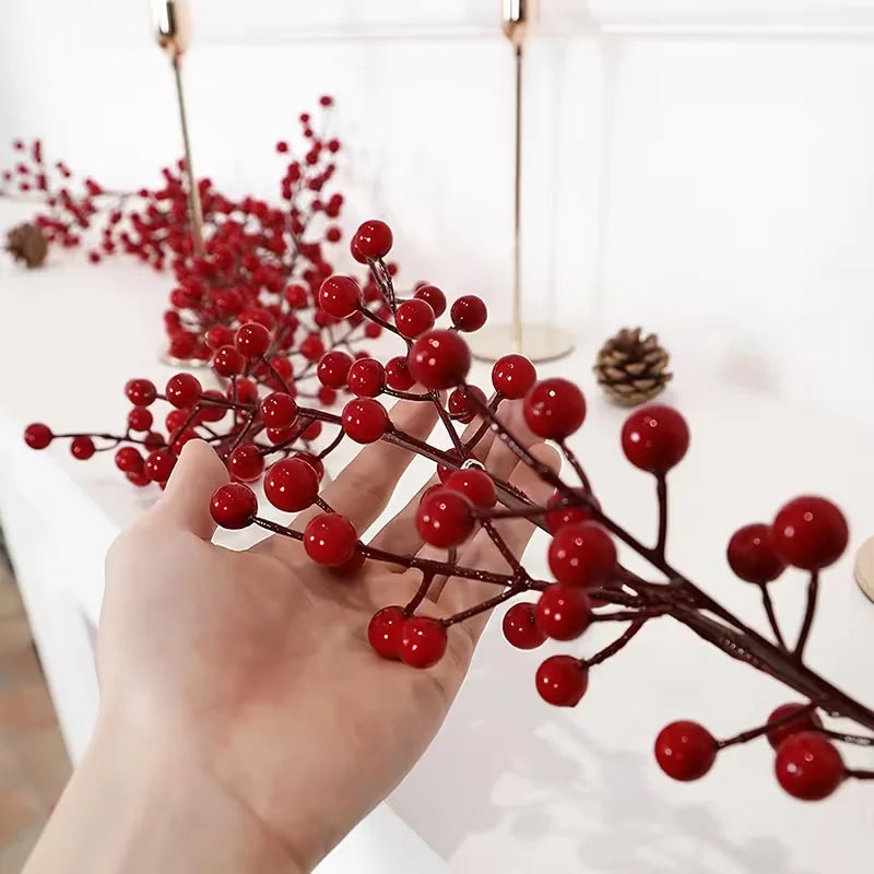 100CM - 190CM Artificial Red Berry Vine - for Holiday Fireplace, Staircase, Dining Table Decor, Christmas - for Celebrations