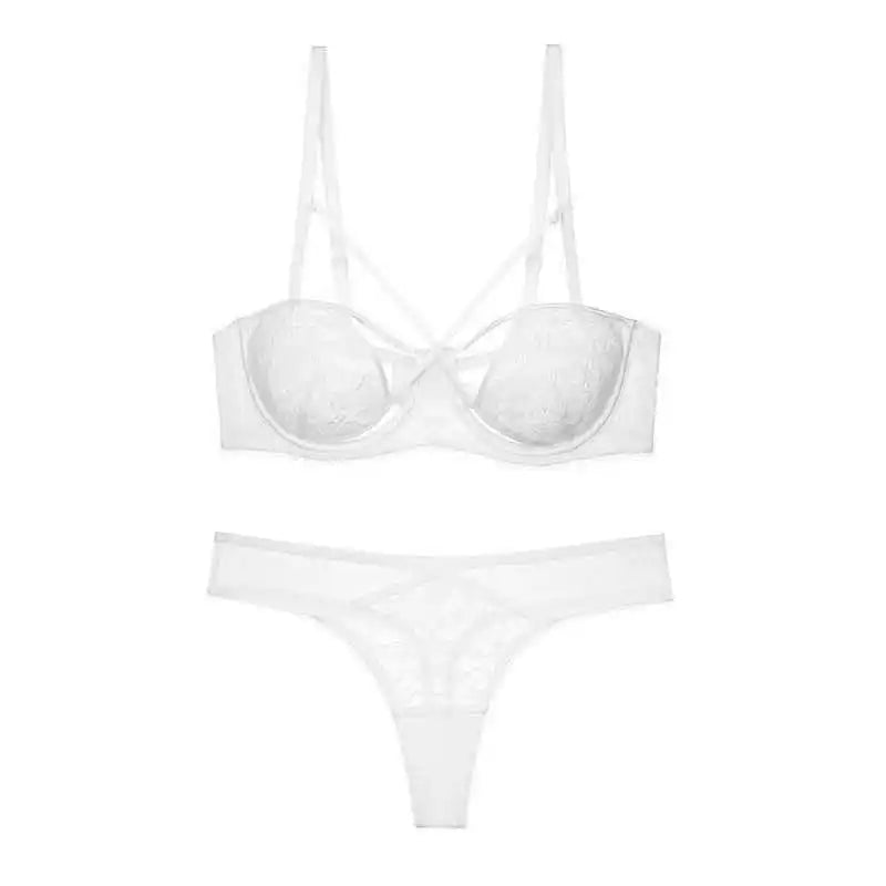 MOYISU Luxury French Bra Set Women's Sheer Underwire Bralette Comfort Support Minimizer Lingerie Sensual With Backless Design