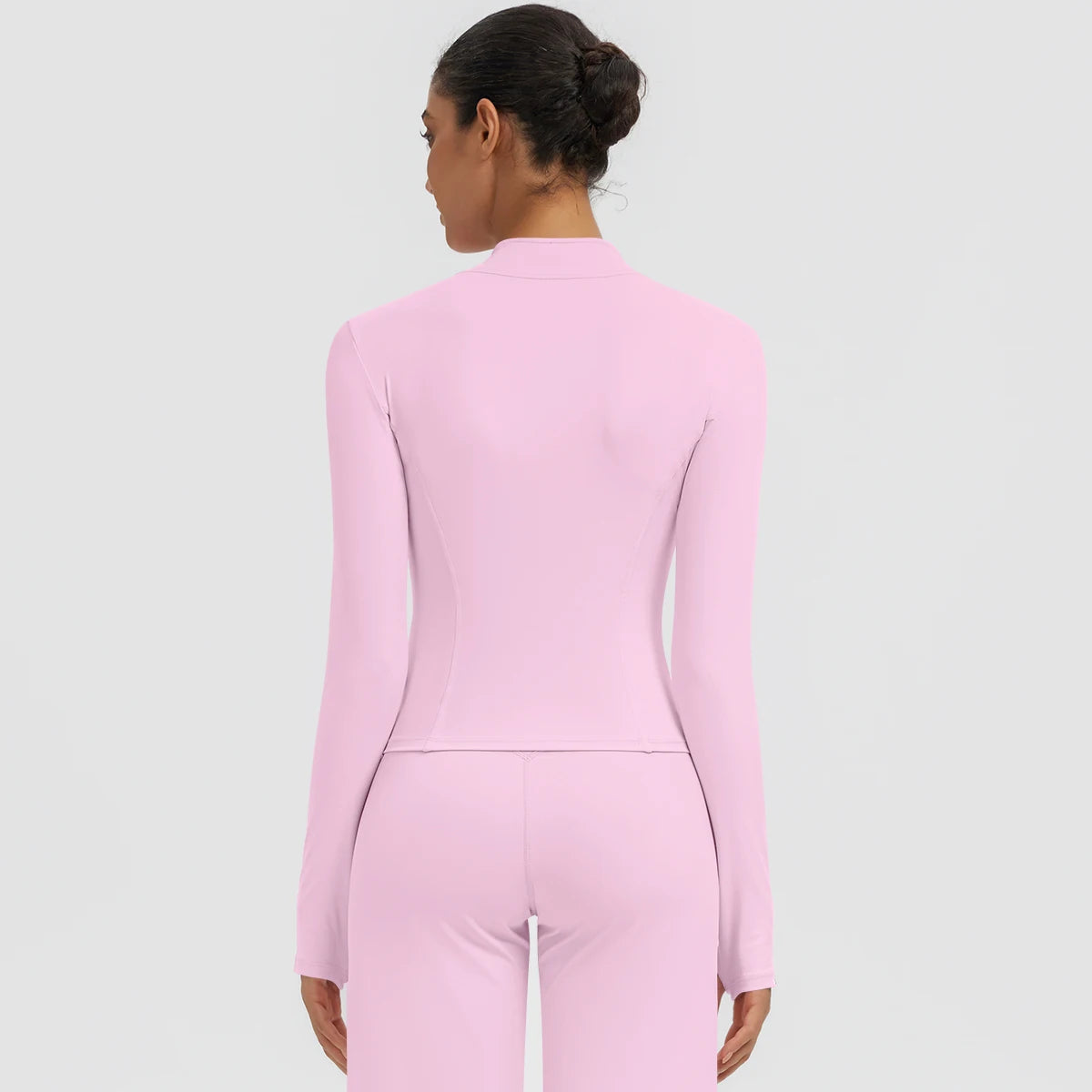 New Women's Stand-Up Collar Yoga Jacket Summer Fitness Sports Solid Color Workout Top Yoga Zipper Long Sleeves Sports Top Coat