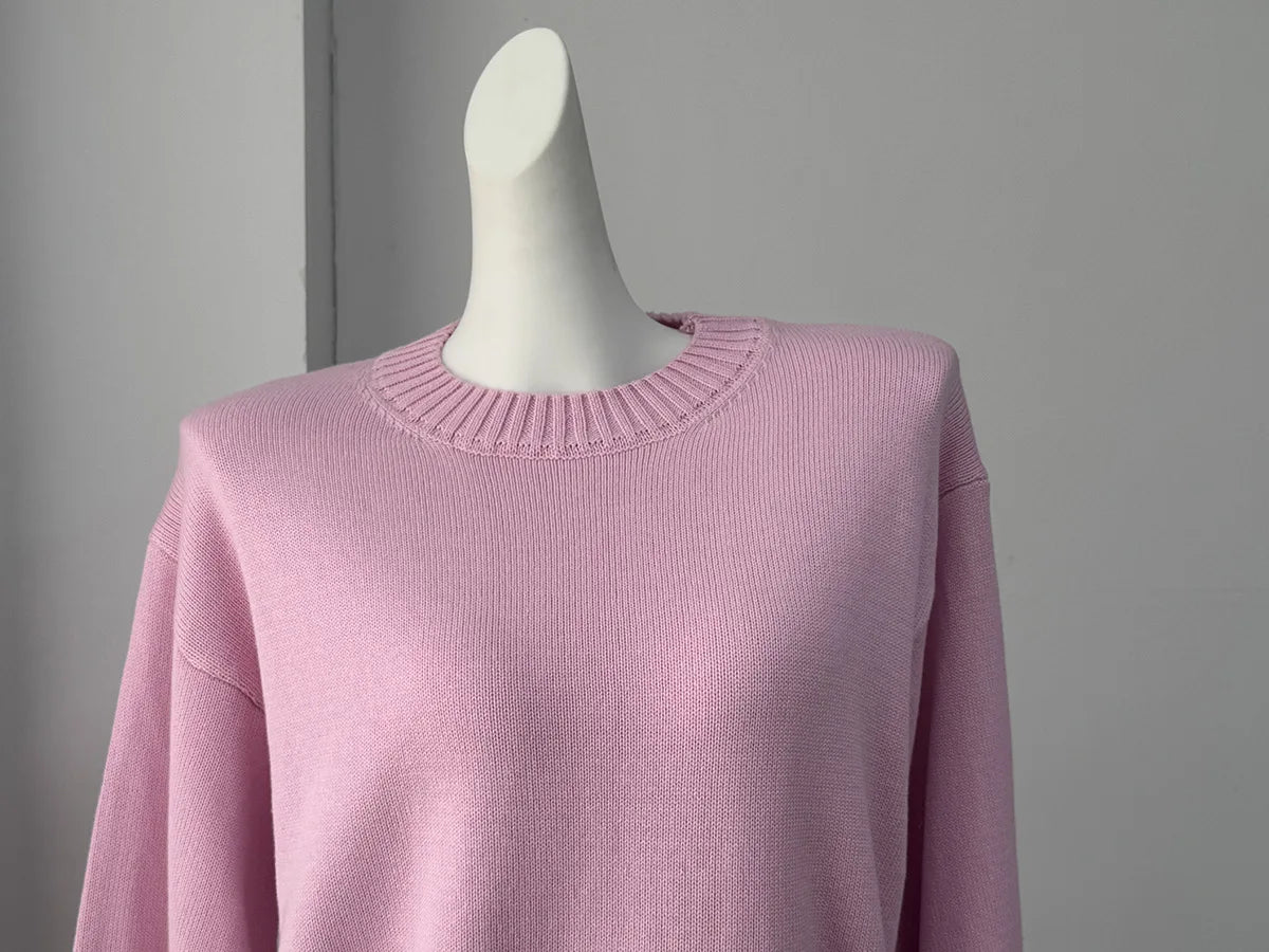 Women's Casual Solid Cotton Pullovers O-Neck Long Sleeve Warm Loose Knitted Top Female Autumn Winter Basic Soft Sweater