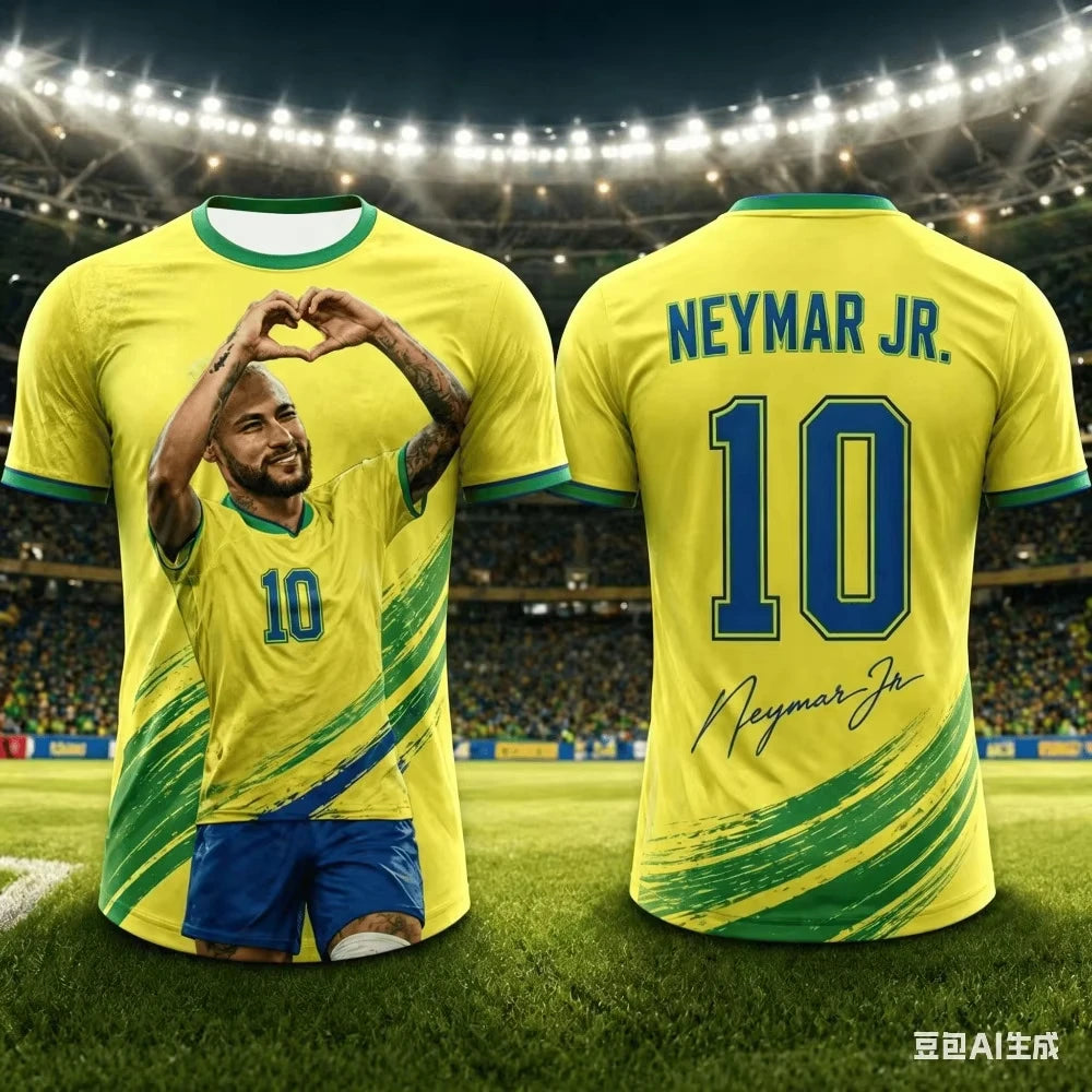 Neymar 3D Printed Sports Quick Dry T Shirt Family Style for Kids Adults Summer Outdoor Soccer Training   Sports Apparel
