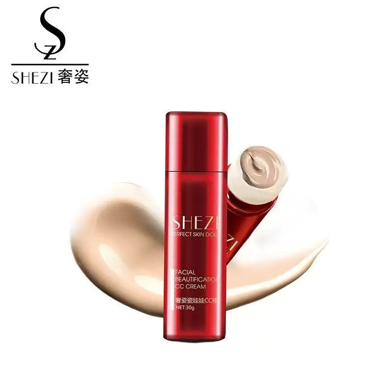 30ml SHEZI CC Cream and E6 Cconcealer Brush Set Perfect Skin Doll Facial Beautification CC Cream F1 F2 F3 F4 Base Makeup Brushs