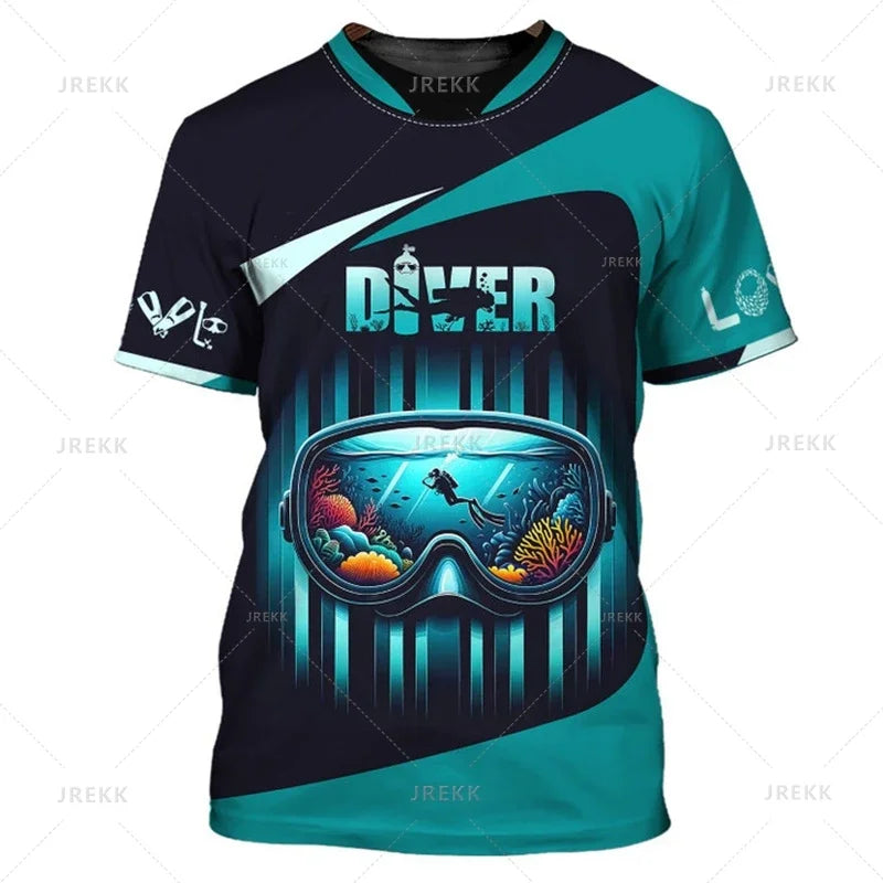 Summer 3D Diving Print T Shirt Breathable Quick Dry Family Style for Kids Adults Fashion Streetwear Sports Fitness Apparel