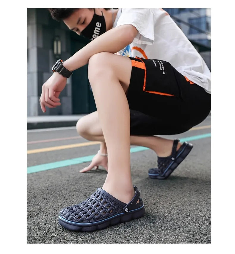 Summer Men's Clogs Sandals Man Home Garden Shoes Comfortable Men Slippers Non-Slip Soft Bottom Flip Flop Sandals Big Size 46 47
