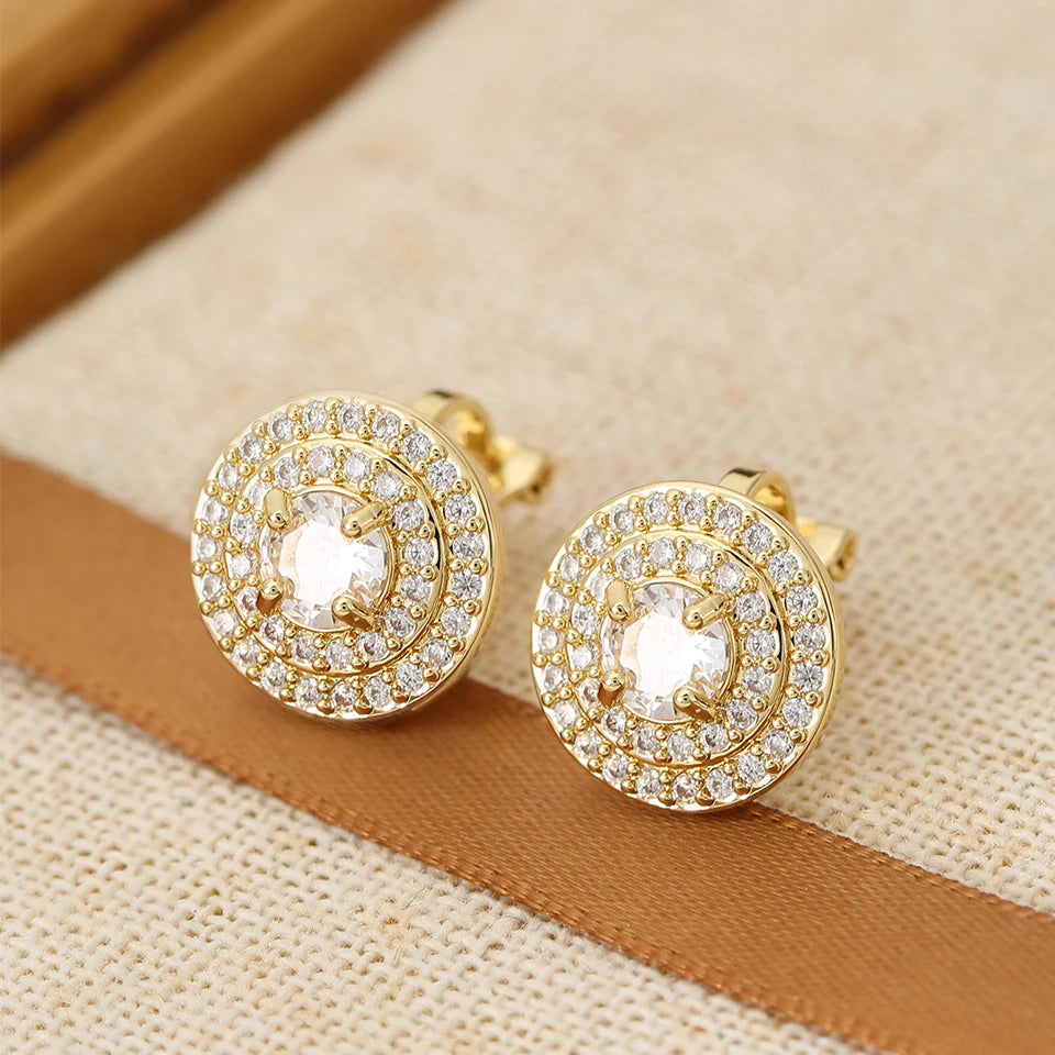 ZAKOL 6 Styles Sliver/Gold Color Shiny Cubic Zirconia Copper Ear Clips Geometric Square Heart Round CZ Stud Ear Accessories