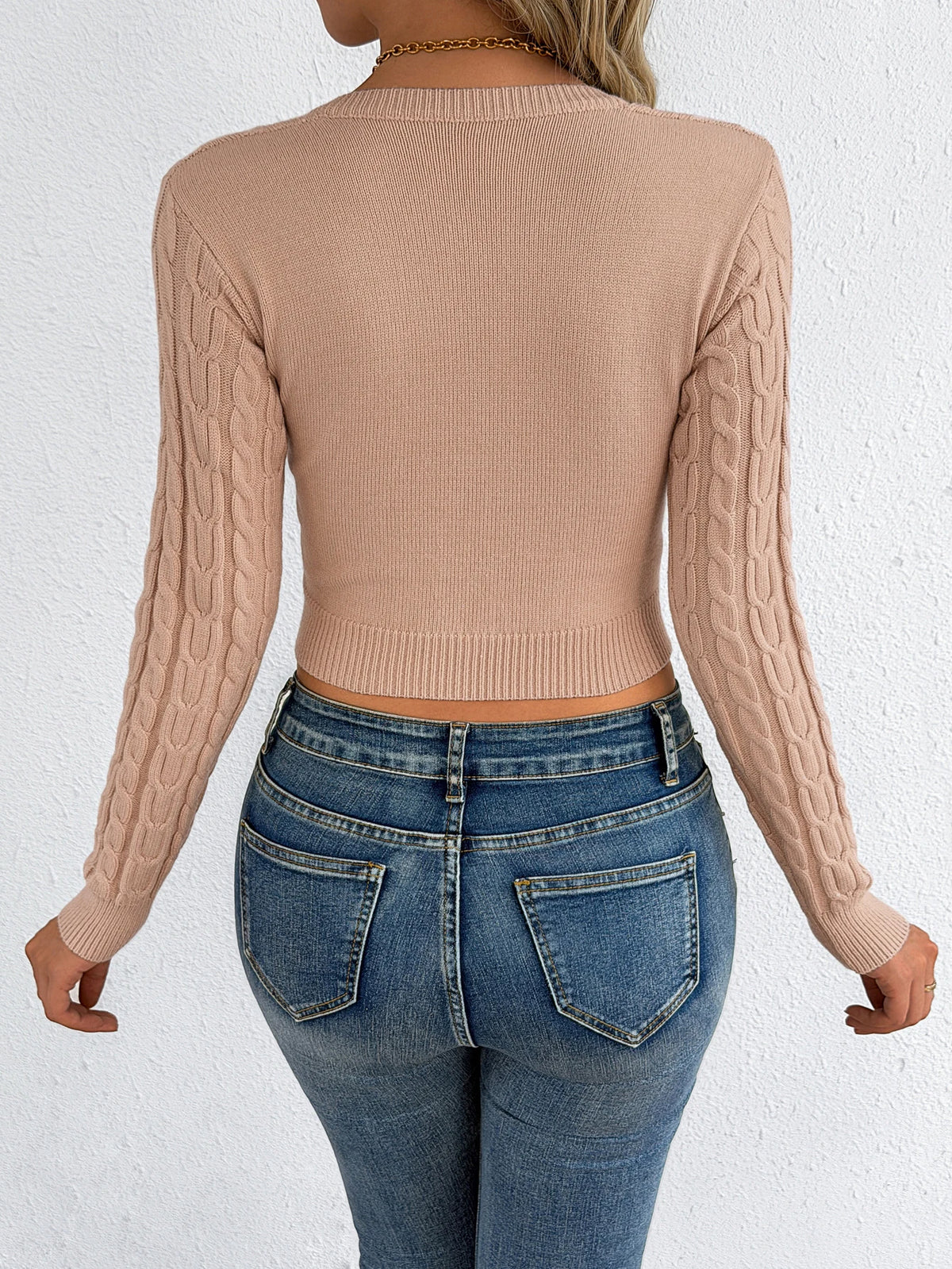 Sexy Women Sweater for Autumn Winter Casual V Neck Long Sleeve Twist Knitted Pullover Slim Solid Color Crop Tops Khaki Black