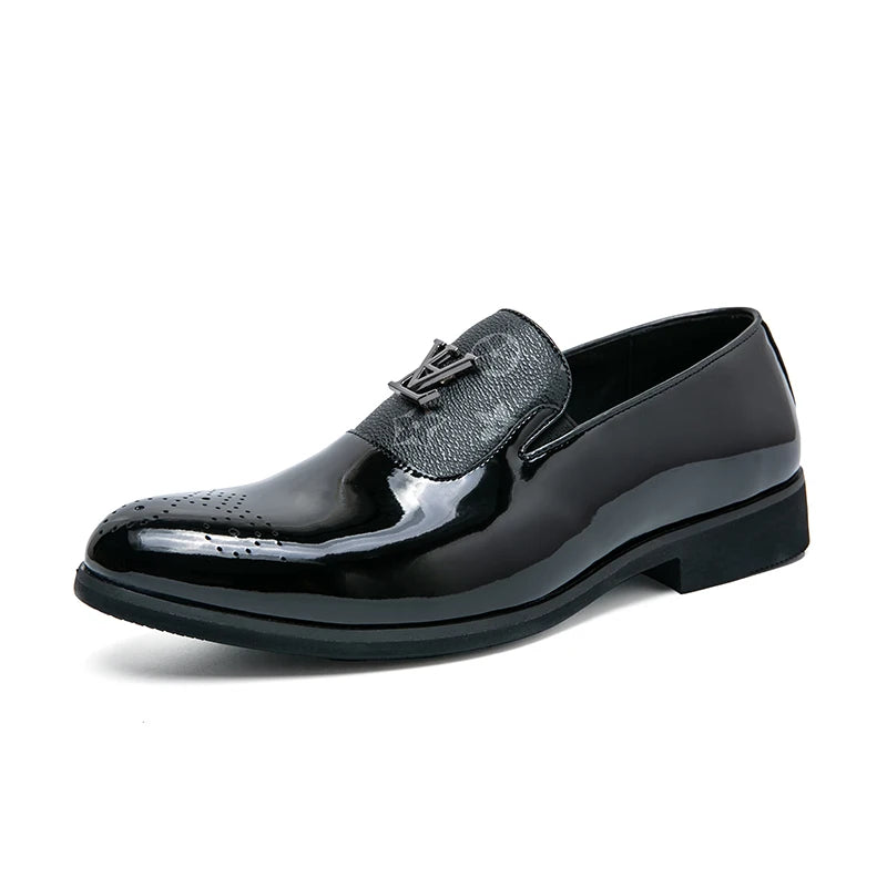 Men's Genuine Leather Tassel Loafers Black Formal Dress Shoes Slip-On Wedding Brogues 2025 Fashion Casual Loafers