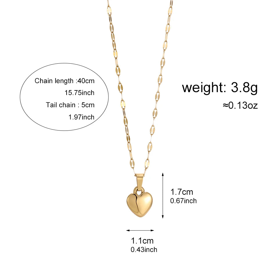 ZAKOL 1pcs Stainless Steel Love Heart Necklace For Women Lip Chain Simple Pendant Necklace Versatile Daily Jewelry