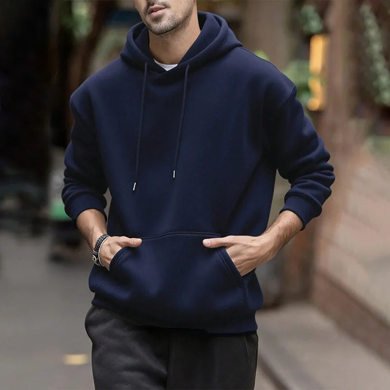2025 Fall/winter New Arrival Men's Hoodie High Quality Solid Color Hooded Sweatshirt Male Home Outdoor Casual Fashion Pullover