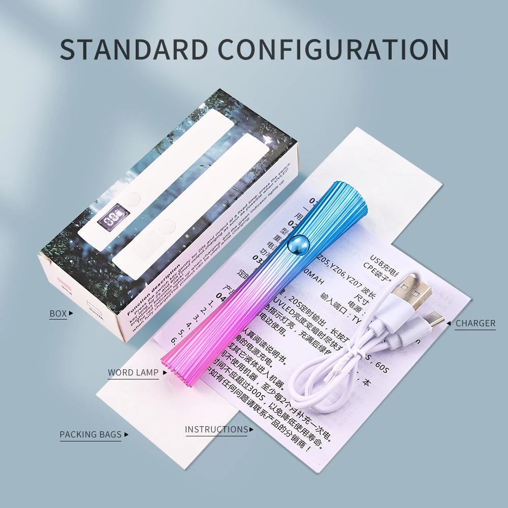 White UV LED Nail Lamp Machine Handheld Quick Drying Varnish Gel Polish Curing Nails Dryer USB Cable Nail Art Flashlight Pen