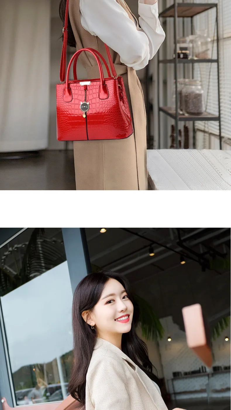 2025 new High End Bright Leather Women's Bag Luxury Designer Female Crossbody Messenger Bag Fashion Branded Shoulder Bags Sac