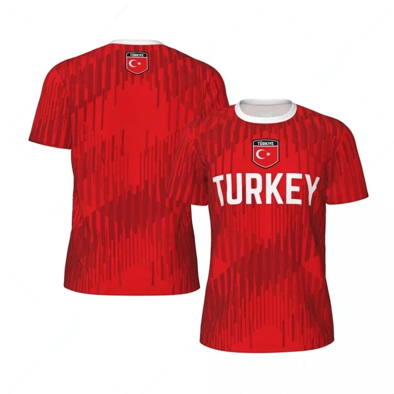 TURKEY Flag 3D Print Sports Quick-dry Breathable Men T-shirt Outdoor Football Jersey Team Short-sleeve Parent-child Top Clothing