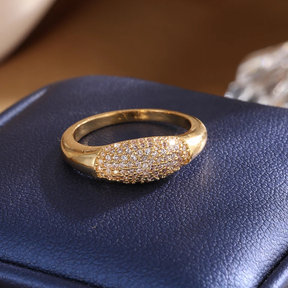 ZAKOL New Trendy Shiny Micro Pave Zircon Finger Ring White  Crystal CZ Minimalist Aesthetic Ring for Women Wholesale