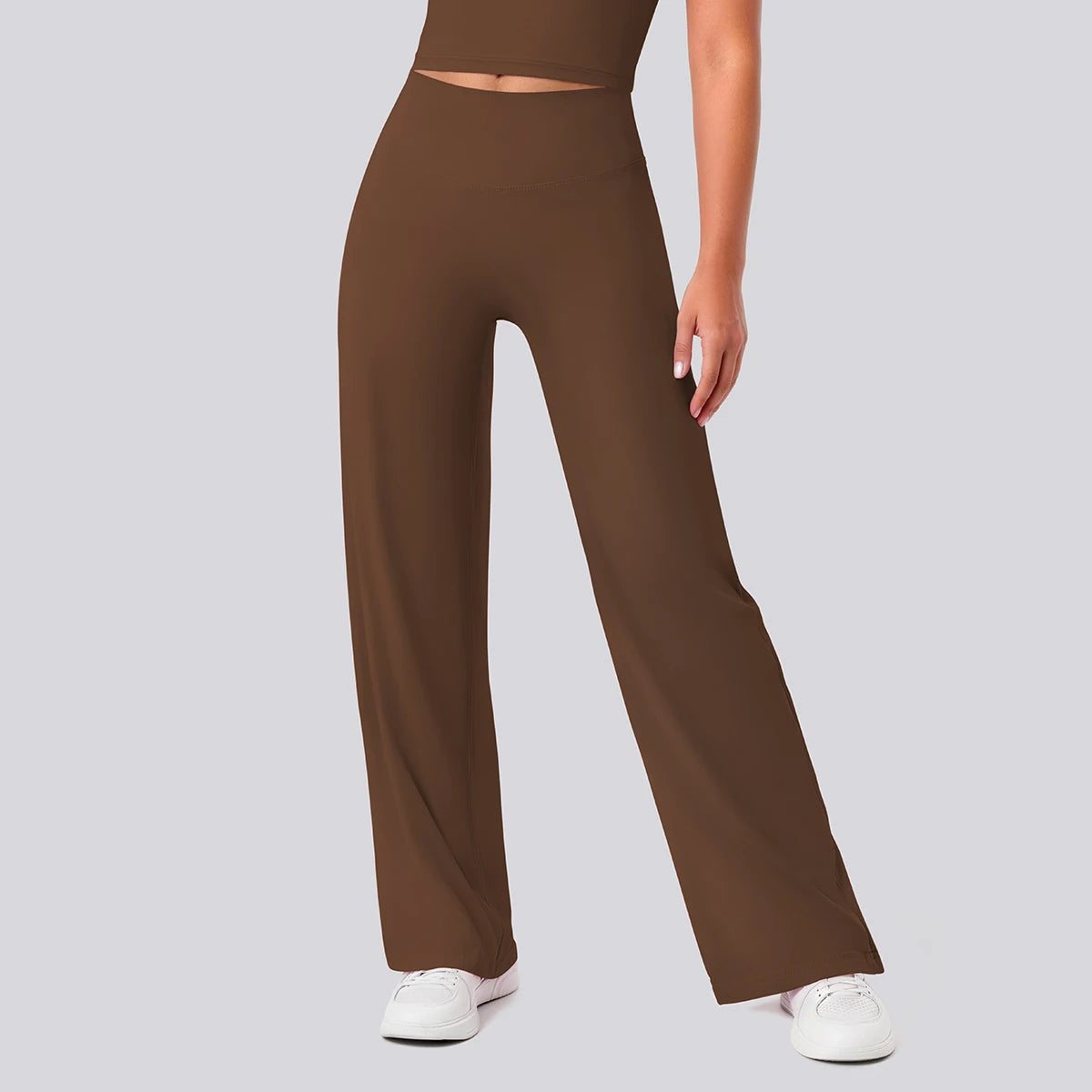 Rooftrellen Women's Sports Pants Bell-bottoms High Waisted Gym Loose Wide Leg Pants Solid Color Thin Fitness Sports Female Pants