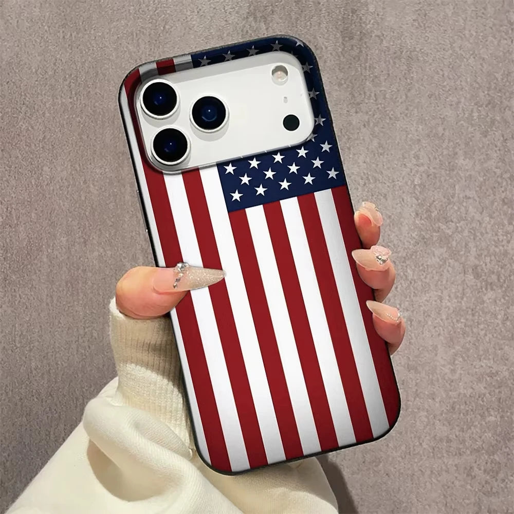 American Flag iPhone Case – Lychee Texture Soft Cover