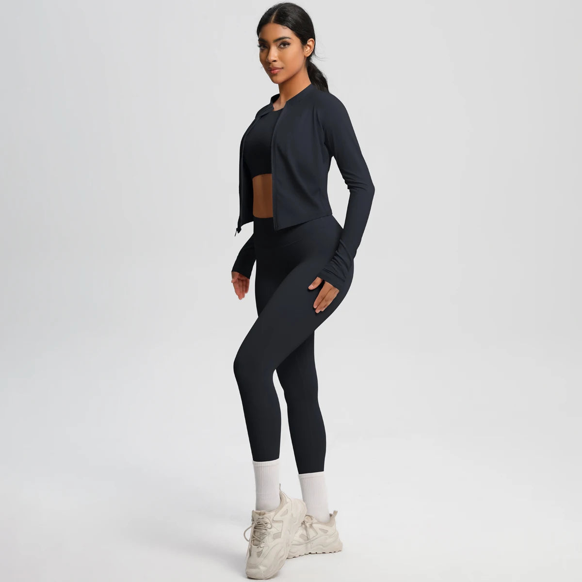 Yoga Three Piece Set for Women's Yoga Zipper Long Sleeves Sports Running Quick Drying Yoga T-shirt Push Up Female Pants Yoga Set