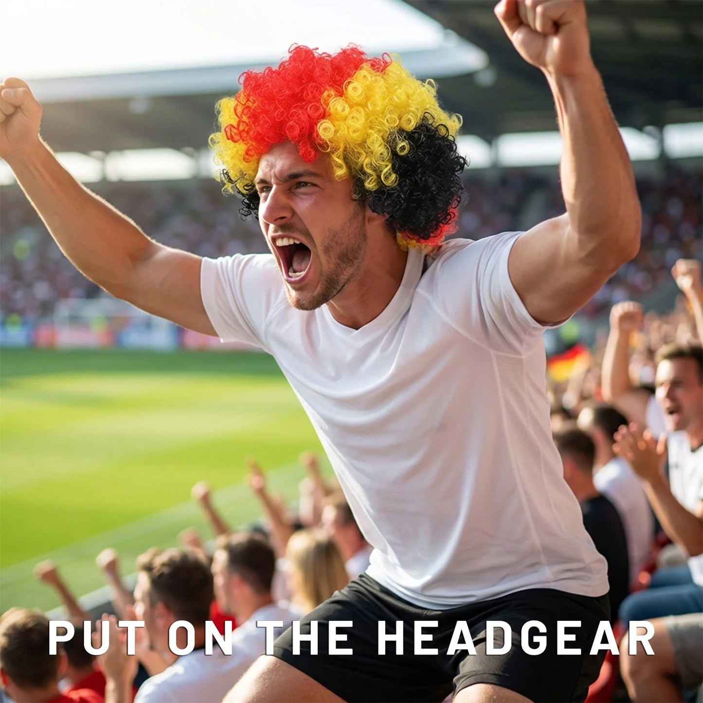 Football Fan Flag Color Explosion Wig -باروكة مشجعي كرة القدم الملونة