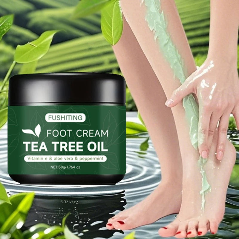 Moisturizing Tea Tree Oil Foot Cream 50g For Dry Heels Elbow And Hands Aloe Vera Vitamin E Gentle Soothing Nourishing Skin