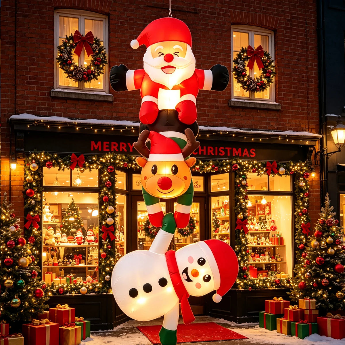 2.4M/7.8FT Inflatable Christmas Decoration Santa Claus Climbing Wall Ideal for Yard Outdoor Festive Atmosphere Setup