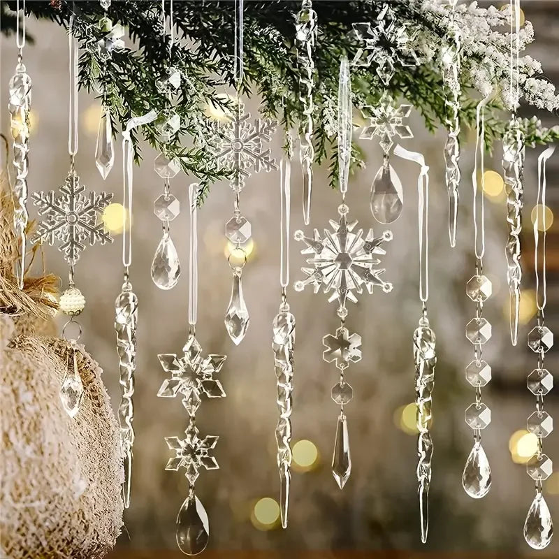 3/5/18pcs Crystal Christmas Tree Ornaments - New Year, Winter Party Decorations, Festive Tree Decorations, Best for Christmas