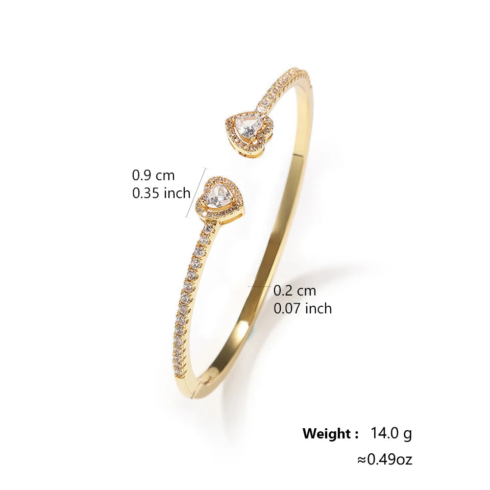 ZAKOL Luxury Shiny Zircon Hip Hop Jewelry for Men Women Trendy Punk Buling CZ Heart Open Bangle Bracelet HipHop Accessories