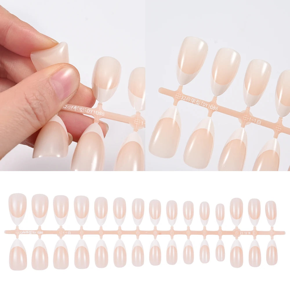 150/120/100Pcs French Almond Press On Nails أظافر لاصقة فرنسية لوزية – 100 / 120 / 150 قطعة