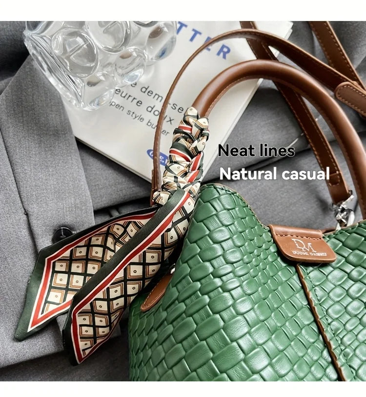 Fashionable Large Capacity Women's Crossbody Bags, Leather Retro Versatile Single Shoulder Bucket Bag, Suitable for Commuting