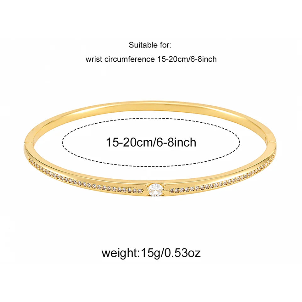 ZAKOL 5/1pcs Sparkling Zirconia Inlaid Stainless Steel Copper Bracelet Set for Women Luxury Shiny Zircon Stackable Jewelry Gift