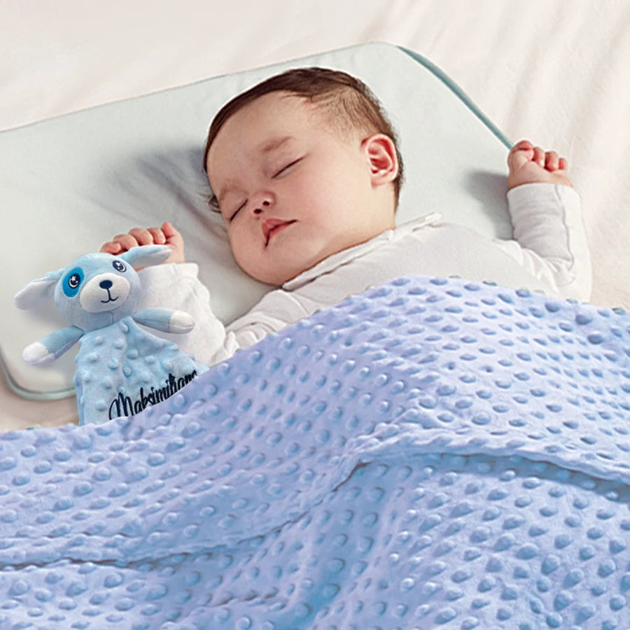 Newborn Baby Blanket with Name Custom Stroller Sleeping Dolls Animal Security Towel Gift Set for Baby Shower Gifts