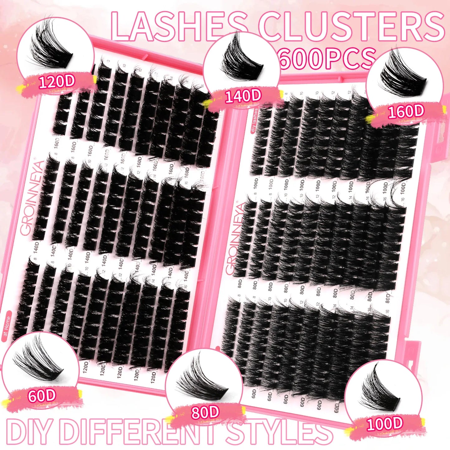 GROINNEYA DIY Cluster Lash Extensions – Fluffy Cat Eye Lashes