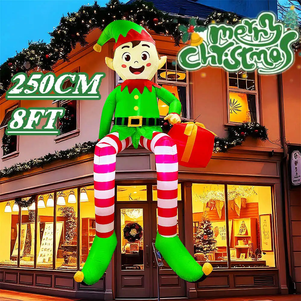 1PC Christmas Inflatable Climbing Window Santa Claus/Sitting Elf Model , For Xmas Party Indoor Gift Decoration Props