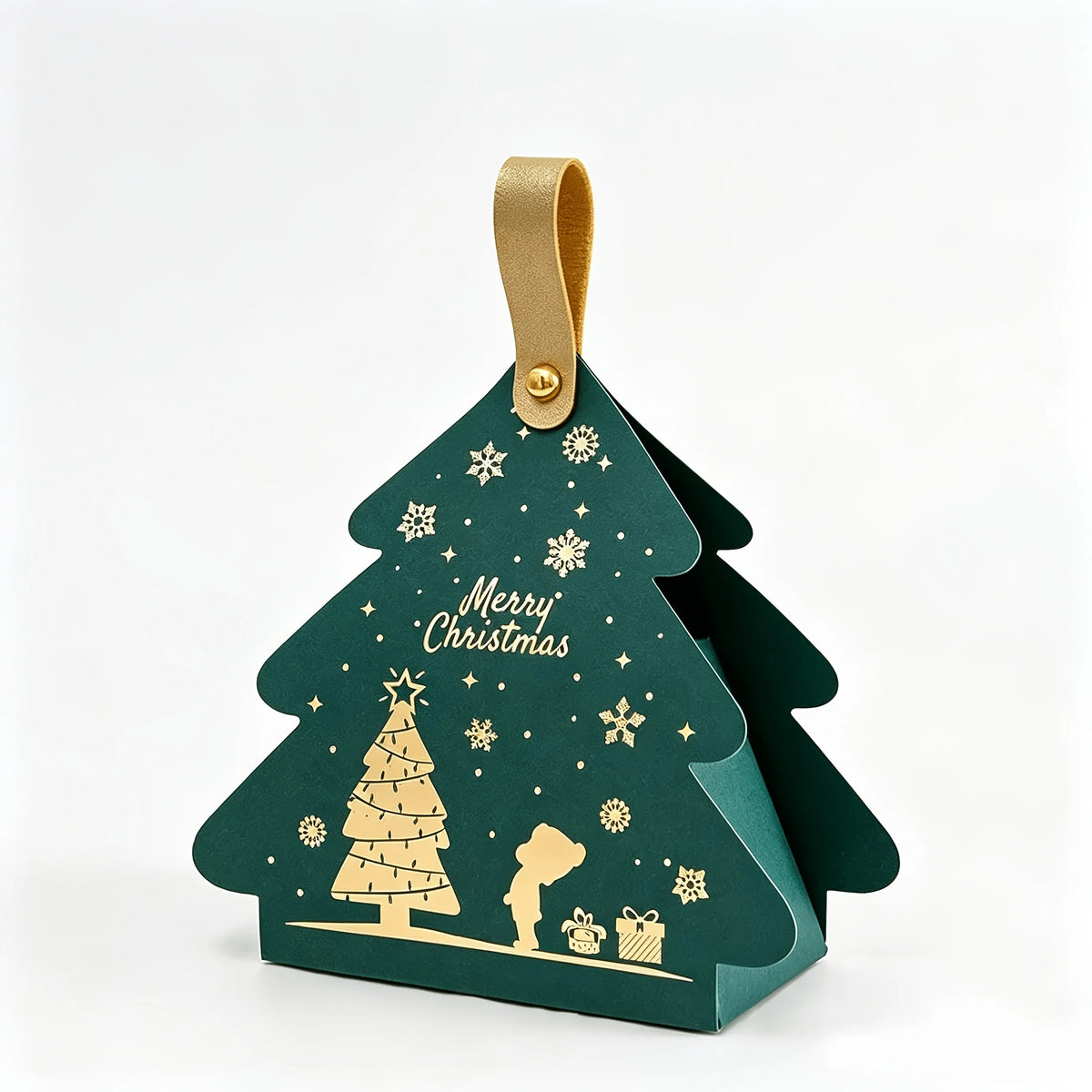 Christmas Tree Shaped Gift Box Set with Handle, Portable Paper Gift Bags,for Holiday Party Favors And Christmas Tree Decorations