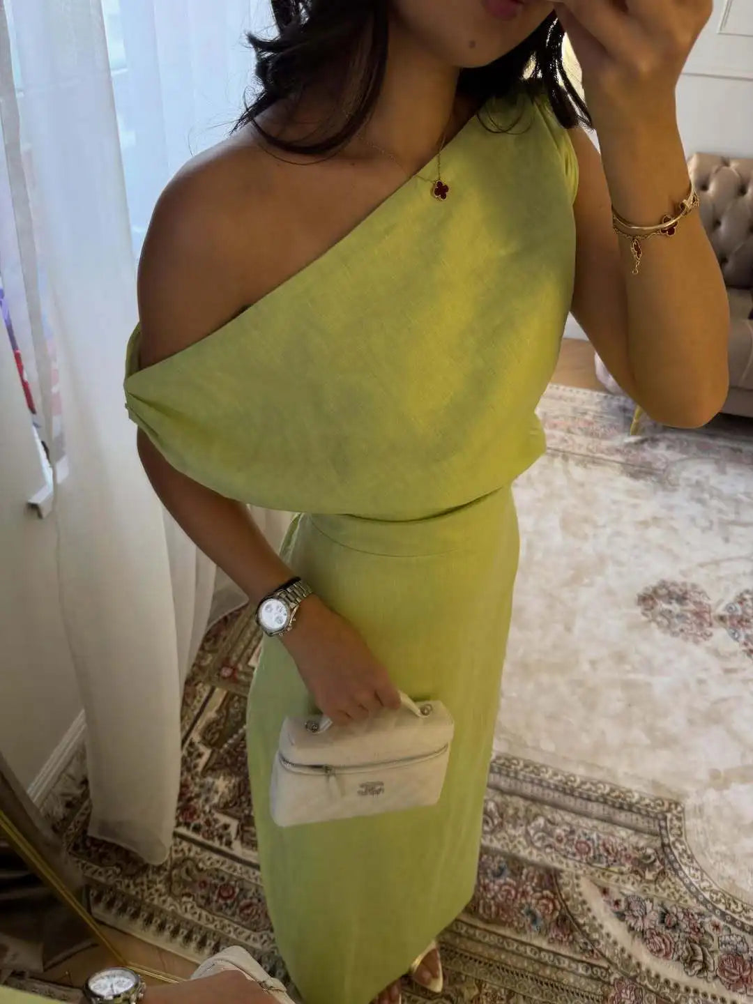 Elegant Solid One Shoulder Dresses Lady Skew Collar Waist-cinching Sleeveless Long Dress 2026 Women New Party Club Gowns