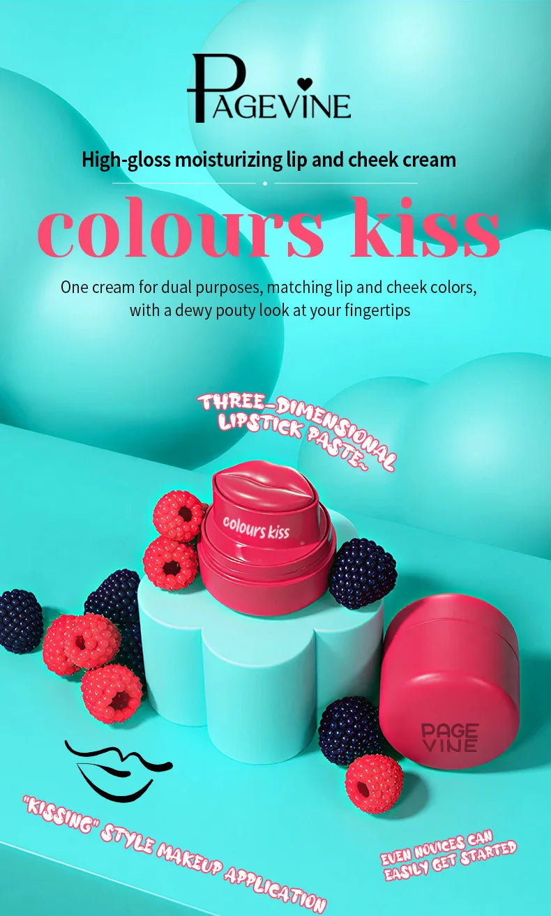 Lip And Cheek 2-in-1 Balm, Round Jar High Gloss Moisturizing Lip Gloss Long-lasting Moisturizing Multicolor Cheek Cream