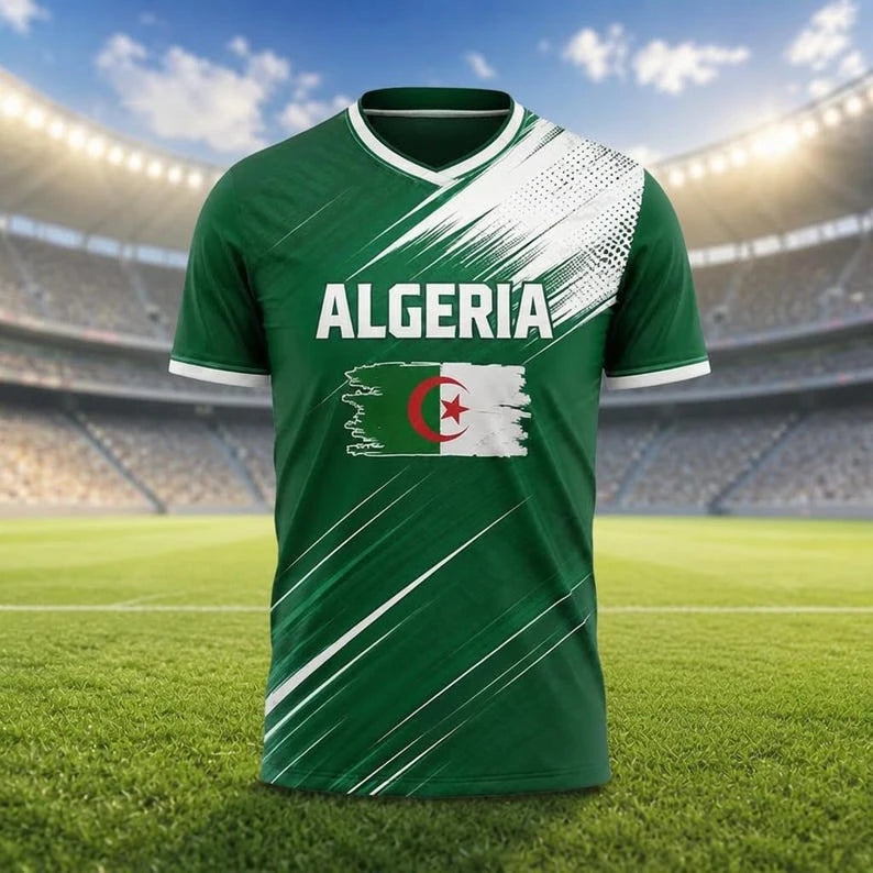 Algeria Football Jersey 2026 Fan Edition New Breathable Football Jersey Unisex Fan Gift Children's and Adult Training Clothing