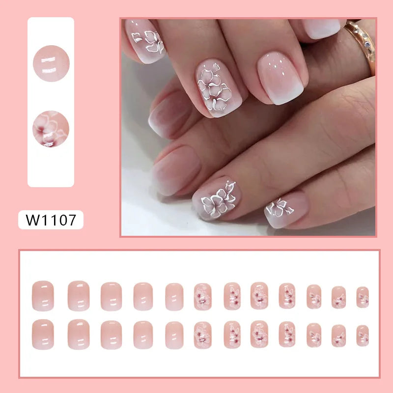 Leopard Print Pink Gradient Press-On Nails – 24PCS